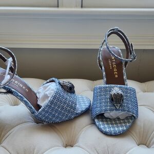 Kurt Geiger Tweed Blue Sandals with Embellishments